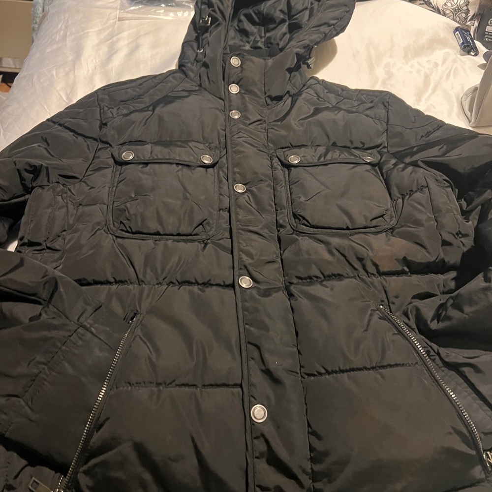 H&M Men's Dark Puffer Jacket with Hood